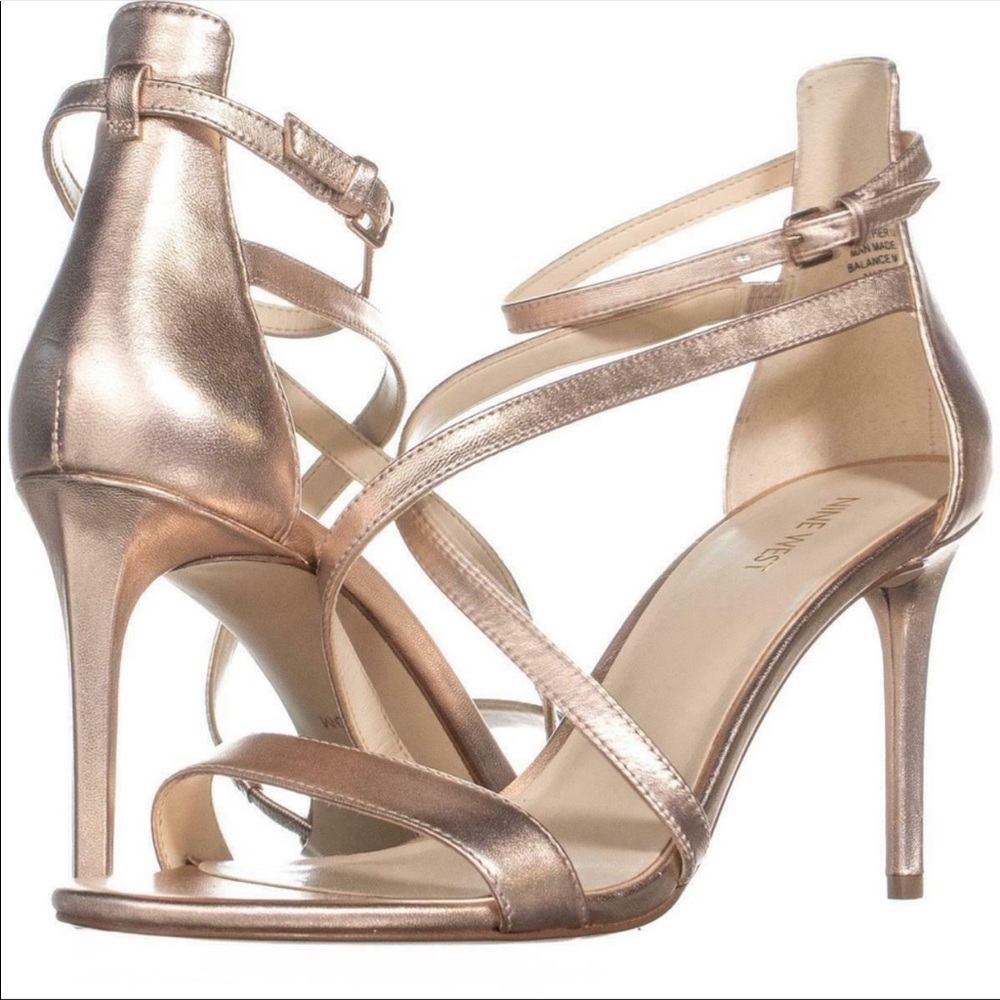 Nine West Rose gold Cross Strap Sandal 8.5